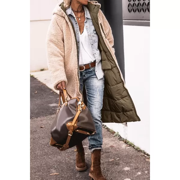 imagePRETTYGARDEN Womens 2024 Winter Fashion Clothes Oversized Shearling Fleece Long Coats JacketsLight Army Green