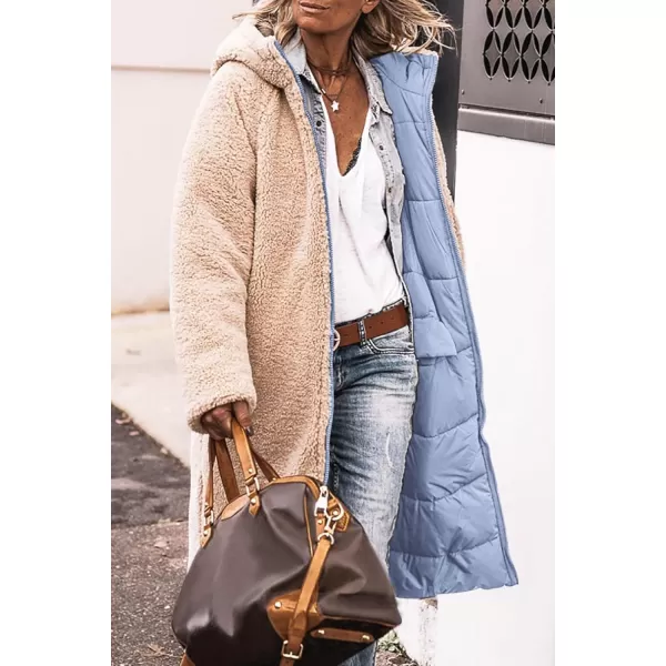 imagePRETTYGARDEN Womens 2024 Winter Fashion Clothes Oversized Shearling Fleece Long Coats JacketsLight Blue