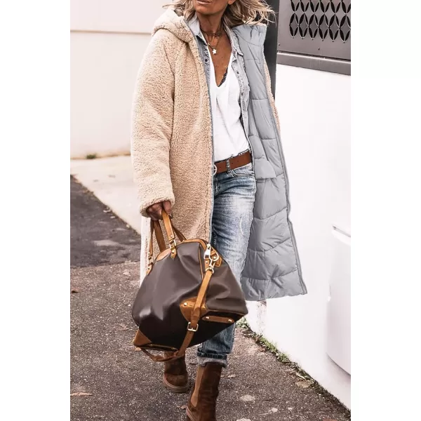 imagePRETTYGARDEN Womens 2024 Winter Fashion Clothes Oversized Shearling Fleece Long Coats JacketsLight Grey