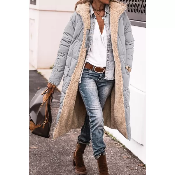 imagePRETTYGARDEN Womens 2024 Winter Fashion Clothes Oversized Shearling Fleece Long Coats JacketsLight Grey