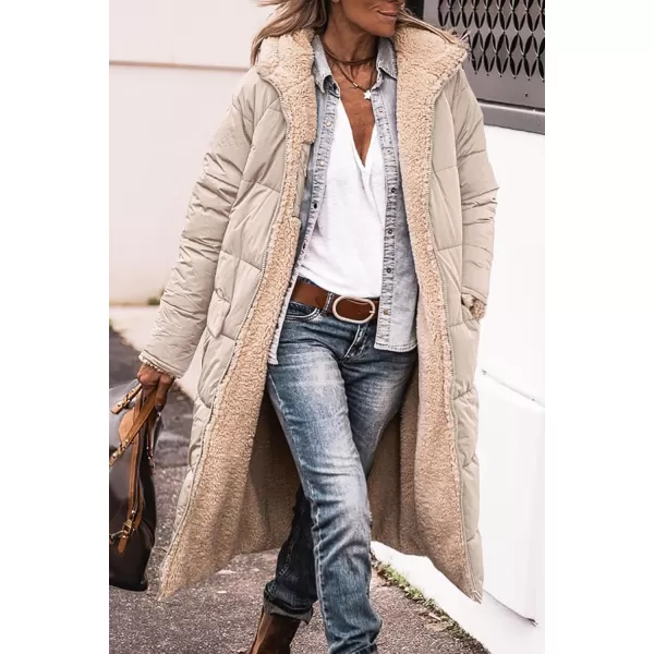 imagePRETTYGARDEN Womens 2024 Winter Fashion Clothes Oversized Shearling Fleece Long Coats JacketsLight Khaki