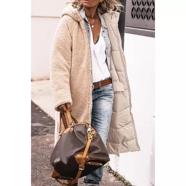 imagePRETTYGARDEN Womens 2024 Winter Fashion Clothes Oversized Shearling Fleece Long Coats JacketsLight Khaki