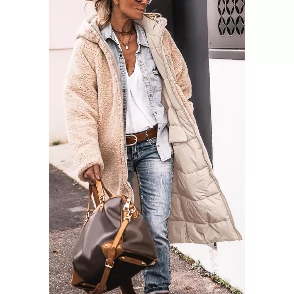 imagePRETTYGARDEN Womens 2024 Winter Fashion Clothes Oversized Shearling Fleece Long Coats JacketsLight Khaki