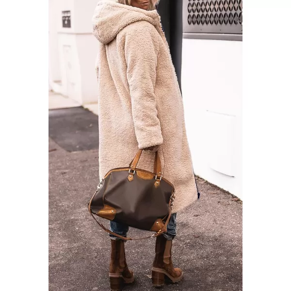 imagePRETTYGARDEN Womens 2024 Winter Fashion Clothes Oversized Shearling Fleece Long Coats JacketsNavy