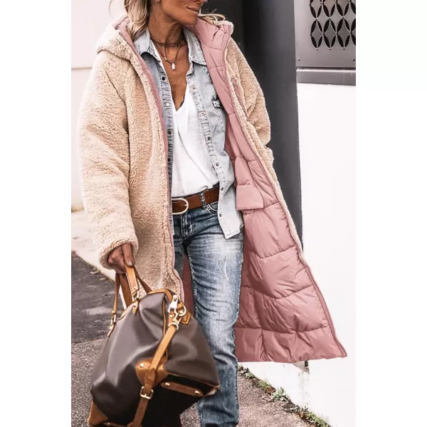 imagePRETTYGARDEN Womens 2024 Winter Fashion Clothes Oversized Shearling Fleece Long Coats JacketsPink