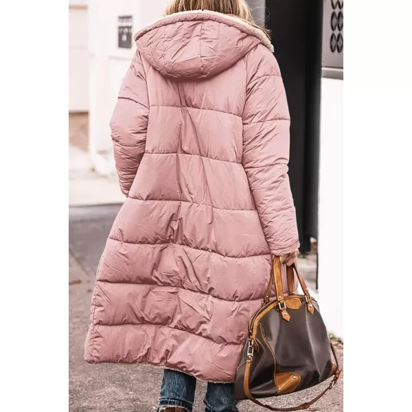 imagePRETTYGARDEN Womens 2024 Winter Fashion Clothes Oversized Shearling Fleece Long Coats JacketsPink