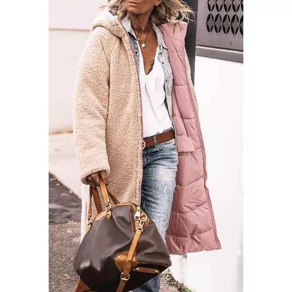imagePRETTYGARDEN Womens 2024 Winter Fashion Clothes Oversized Shearling Fleece Long Coats JacketsPink