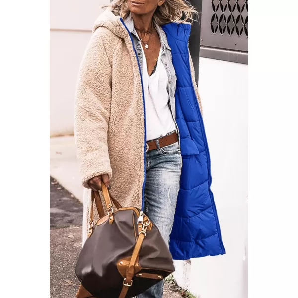 imagePRETTYGARDEN Womens 2024 Winter Fashion Clothes Oversized Shearling Fleece Long Coats JacketsRoyal Blue