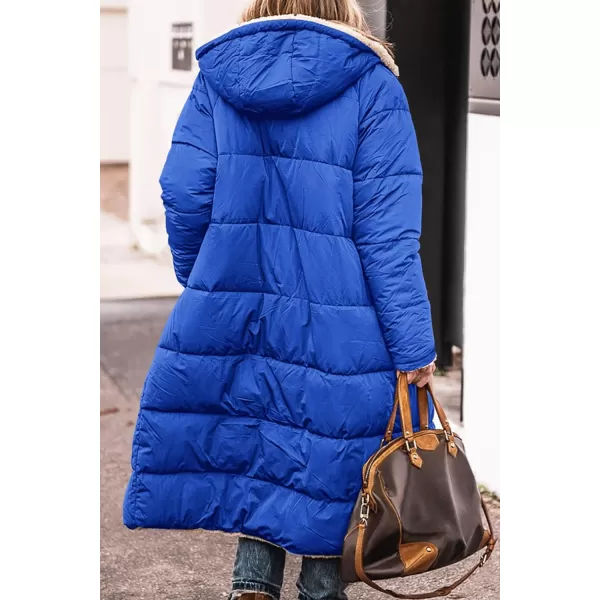 imagePRETTYGARDEN Womens 2024 Winter Fashion Clothes Oversized Shearling Fleece Long Coats JacketsRoyal Blue