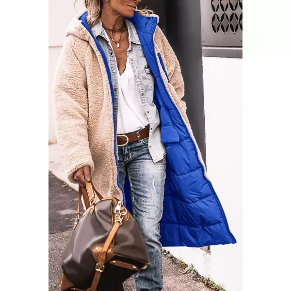 imagePRETTYGARDEN Womens 2024 Winter Fashion Clothes Oversized Shearling Fleece Long Coats JacketsRoyal Blue