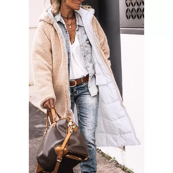 imagePRETTYGARDEN Womens 2024 Winter Fashion Clothes Oversized Shearling Fleece Long Coats JacketsWhite