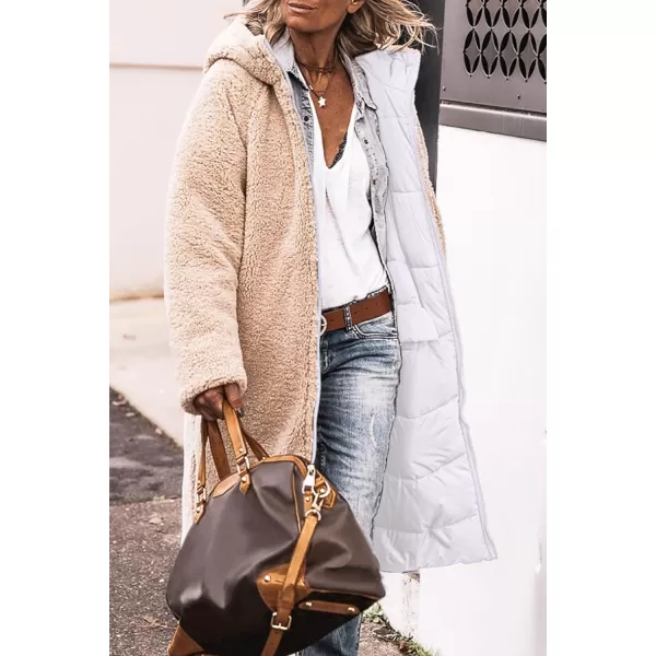 imagePRETTYGARDEN Womens 2024 Winter Fashion Clothes Oversized Shearling Fleece Long Coats JacketsWhite