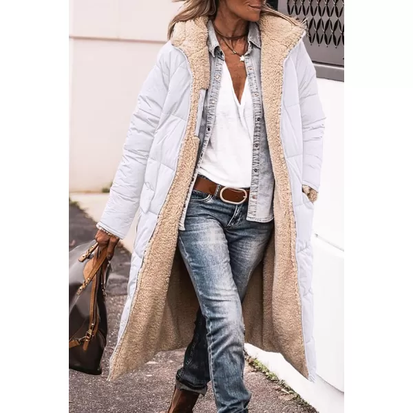 imagePRETTYGARDEN Womens 2024 Winter Fashion Clothes Oversized Shearling Fleece Long Coats JacketsWhite