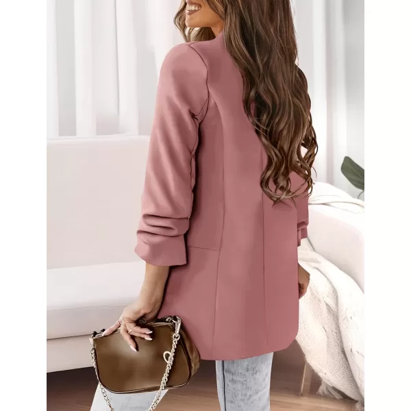 imagePRETTYGARDEN Womens Casual Blazer 2024 Fall Fashion Long Sleeve Open Front Work Office Suit JacketsPink