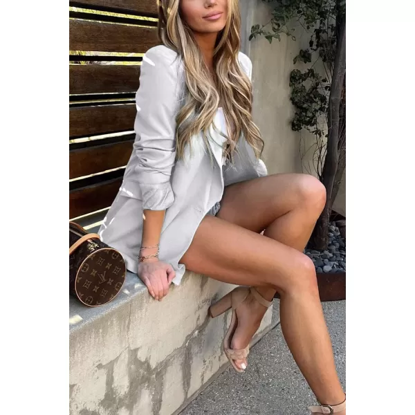 imagePRETTYGARDEN Womens Casual Blazers Long Sleeve Open Front Button Work Office Blazer Jackets with PocketsWhite