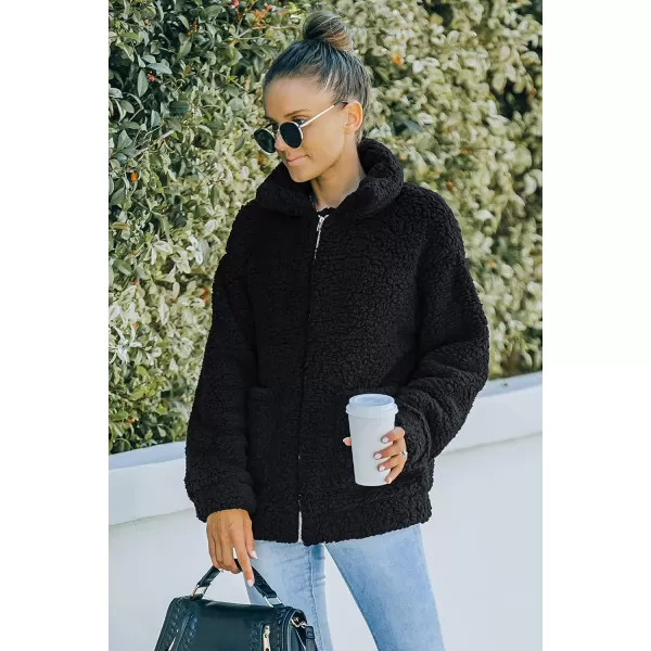 imagePRETTYGARDEN Womens Fashion Winter Coat Sherpa Fleece Faux Fur Shearling Oversized Trendy Jackets Warm OuterwearBlack