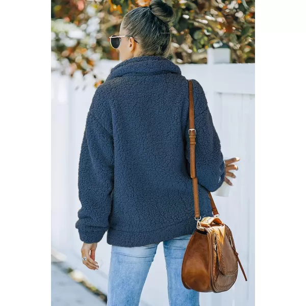 imagePRETTYGARDEN Womens Fashion Winter Coat Sherpa Fleece Faux Fur Shearling Oversized Trendy Jackets Warm OuterwearBlue