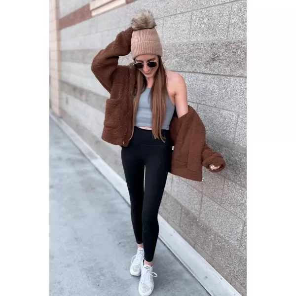 imagePRETTYGARDEN Womens Fashion Winter Coat Sherpa Fleece Faux Fur Shearling Oversized Trendy Jackets Warm OuterwearBrown
