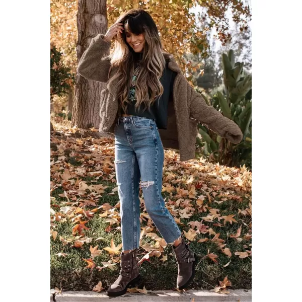 imagePRETTYGARDEN Womens Fashion Winter Coat Sherpa Fleece Faux Fur Shearling Oversized Trendy Jackets Warm OuterwearCoffee