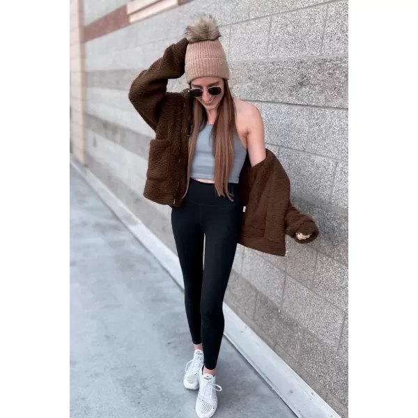 imagePRETTYGARDEN Womens Fashion Winter Coat Sherpa Fleece Faux Fur Shearling Oversized Trendy Jackets Warm OuterwearDark Coffee