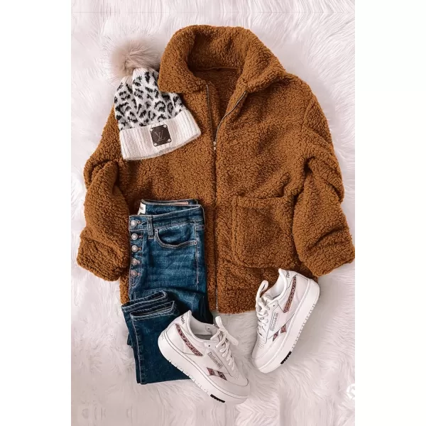 imagePRETTYGARDEN Womens Fashion Winter Coat Sherpa Fleece Faux Fur Shearling Oversized Trendy Jackets Warm OuterwearGolden