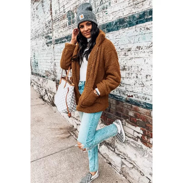 imagePRETTYGARDEN Womens Fashion Winter Coat Sherpa Fleece Faux Fur Shearling Oversized Trendy Jackets Warm OuterwearGolden
