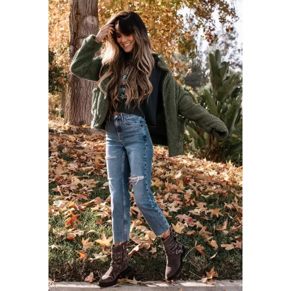 imagePRETTYGARDEN Womens Fashion Winter Coat Sherpa Fleece Faux Fur Shearling Oversized Trendy Jackets Warm OuterwearGreen