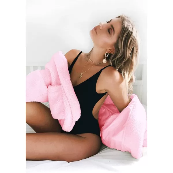 imagePRETTYGARDEN Womens Fashion Winter Coat Sherpa Fleece Faux Fur Shearling Oversized Trendy Jackets Warm OuterwearPink