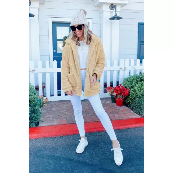imagePRETTYGARDEN Womens Fashion Winter Coat Sherpa Fleece Faux Fur Shearling Oversized Trendy Jackets Warm OuterwearStyle One Apricot