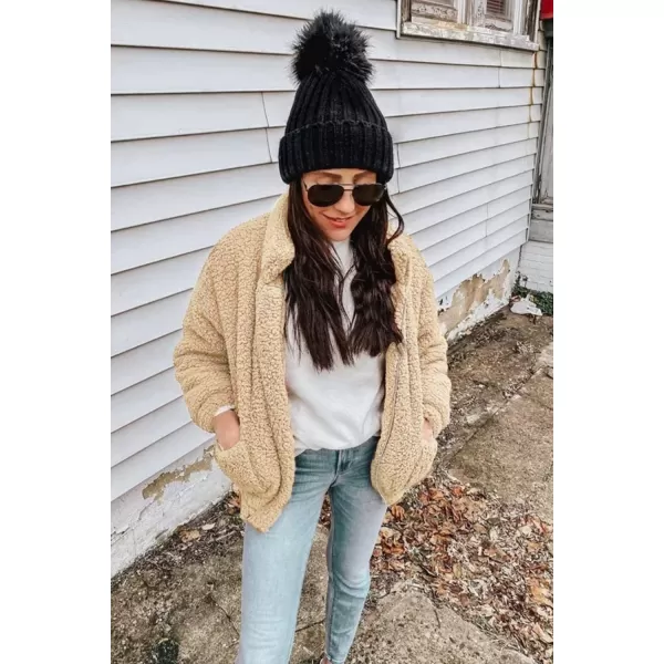 imagePRETTYGARDEN Womens Fashion Winter Coat Sherpa Fleece Faux Fur Shearling Oversized Trendy Jackets Warm OuterwearStyle One Apricot