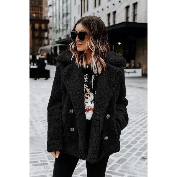 imagePRETTYGARDEN Womens Fashion Winter Coat Sherpa Fleece Faux Fur Shearling Oversized Trendy Jackets Warm OuterwearStyle Two Black