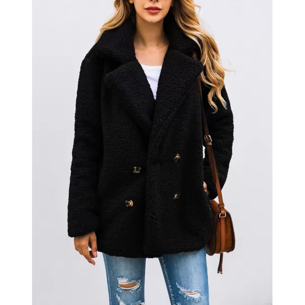 imagePRETTYGARDEN Womens Fashion Winter Coat Sherpa Fleece Faux Fur Shearling Oversized Trendy Jackets Warm OuterwearStyle Two Black
