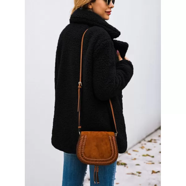 imagePRETTYGARDEN Womens Fashion Winter Coat Sherpa Fleece Faux Fur Shearling Oversized Trendy Jackets Warm OuterwearStyle Two Black