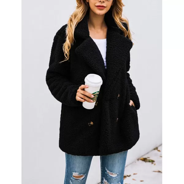 imagePRETTYGARDEN Womens Fashion Winter Coat Sherpa Fleece Faux Fur Shearling Oversized Trendy Jackets Warm OuterwearStyle Two Black