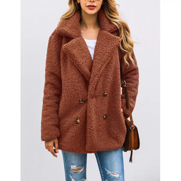 imagePRETTYGARDEN Womens Fashion Winter Coat Sherpa Fleece Faux Fur Shearling Oversized Trendy Jackets Warm OuterwearStyle Two Brown