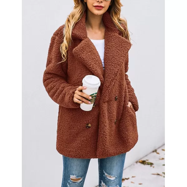 imagePRETTYGARDEN Womens Fashion Winter Coat Sherpa Fleece Faux Fur Shearling Oversized Trendy Jackets Warm OuterwearStyle Two Brown