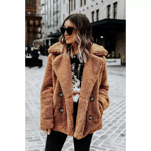 imagePRETTYGARDEN Womens Fashion Winter Coat Sherpa Fleece Faux Fur Shearling Oversized Trendy Jackets Warm OuterwearStyle Two Camel