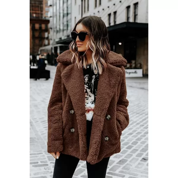 imagePRETTYGARDEN Womens Fashion Winter Coat Sherpa Fleece Faux Fur Shearling Oversized Trendy Jackets Warm OuterwearStyle Two Coffee