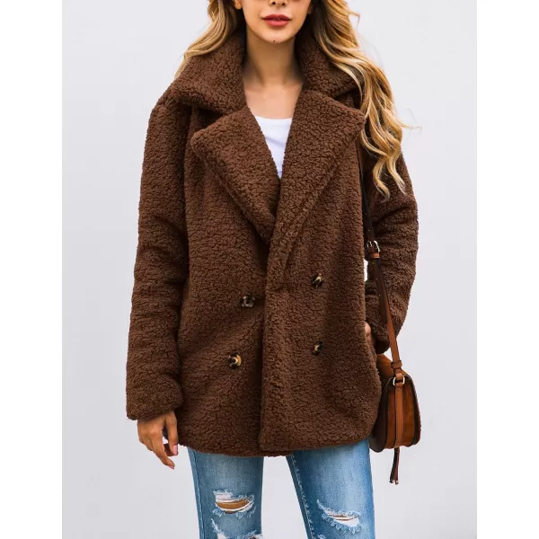 imagePRETTYGARDEN Womens Fashion Winter Coat Sherpa Fleece Faux Fur Shearling Oversized Trendy Jackets Warm OuterwearStyle Two Coffee