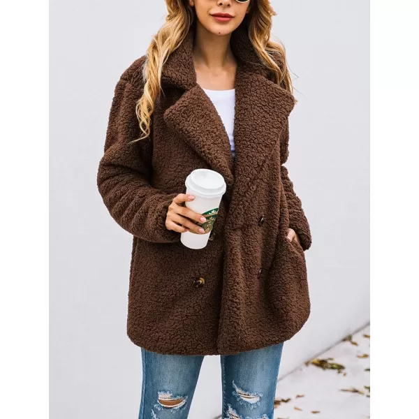 imagePRETTYGARDEN Womens Fashion Winter Coat Sherpa Fleece Faux Fur Shearling Oversized Trendy Jackets Warm OuterwearStyle Two Coffee