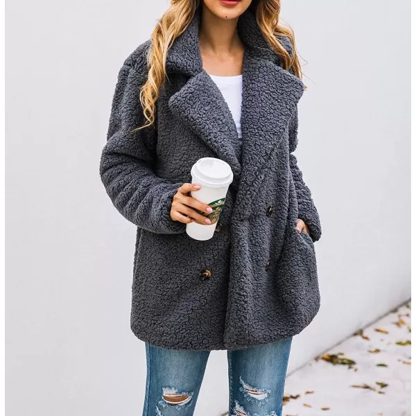 imagePRETTYGARDEN Womens Fashion Winter Coat Sherpa Fleece Faux Fur Shearling Oversized Trendy Jackets Warm OuterwearStyle Two Dark Grey