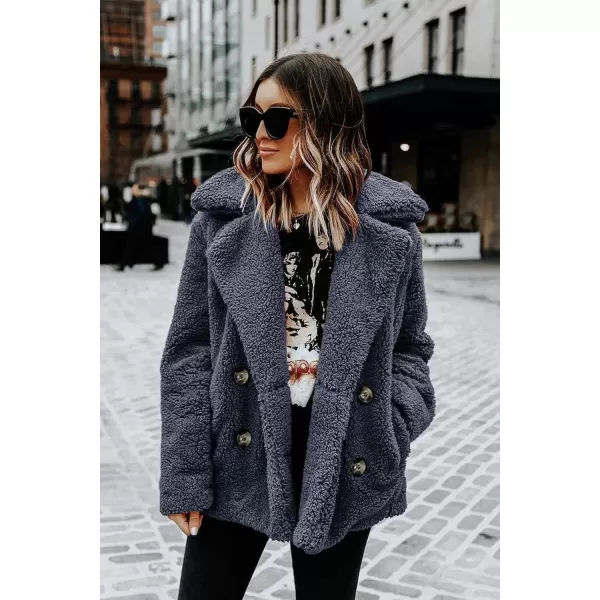 imagePRETTYGARDEN Womens Fashion Winter Coat Sherpa Fleece Faux Fur Shearling Oversized Trendy Jackets Warm OuterwearStyle Two Dark Grey