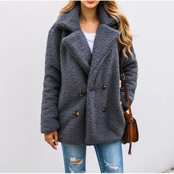 imagePRETTYGARDEN Womens Fashion Winter Coat Sherpa Fleece Faux Fur Shearling Oversized Trendy Jackets Warm OuterwearStyle Two Dark Grey