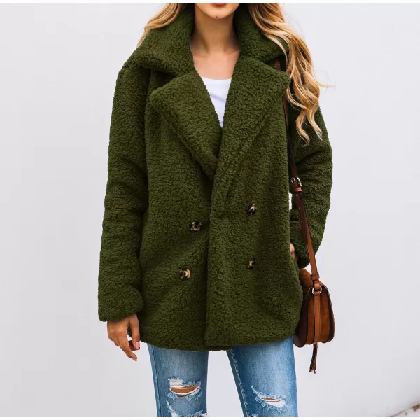imagePRETTYGARDEN Womens Fashion Winter Coat Sherpa Fleece Faux Fur Shearling Oversized Trendy Jackets Warm OuterwearStyle Two Green