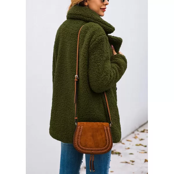 imagePRETTYGARDEN Womens Fashion Winter Coat Sherpa Fleece Faux Fur Shearling Oversized Trendy Jackets Warm OuterwearStyle Two Green