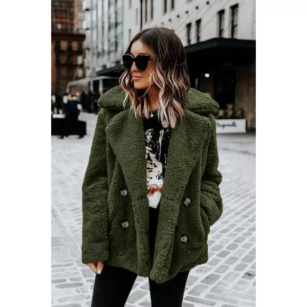 imagePRETTYGARDEN Womens Fashion Winter Coat Sherpa Fleece Faux Fur Shearling Oversized Trendy Jackets Warm OuterwearStyle Two Green