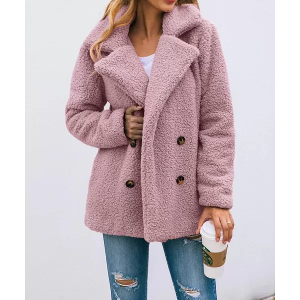 imagePRETTYGARDEN Womens Fashion Winter Coat Sherpa Fleece Faux Fur Shearling Oversized Trendy Jackets Warm OuterwearStyle Two Pink