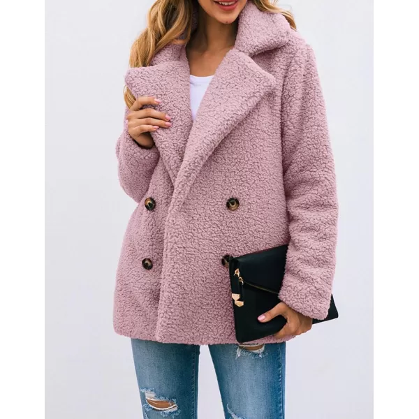 imagePRETTYGARDEN Womens Fashion Winter Coat Sherpa Fleece Faux Fur Shearling Oversized Trendy Jackets Warm OuterwearStyle Two Pink