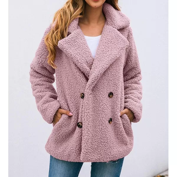 imagePRETTYGARDEN Womens Fashion Winter Coat Sherpa Fleece Faux Fur Shearling Oversized Trendy Jackets Warm OuterwearStyle Two Pink
