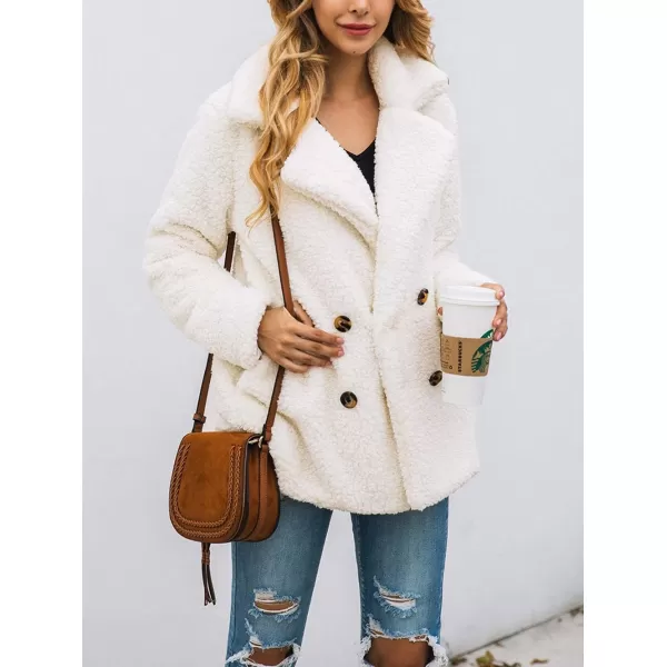 imagePRETTYGARDEN Womens Fashion Winter Coat Sherpa Fleece Faux Fur Shearling Oversized Trendy Jackets Warm OuterwearStyle Two White